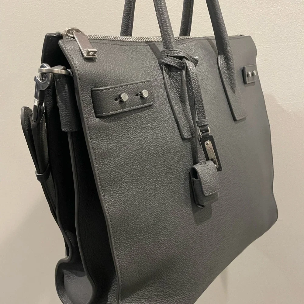 Saint Laurent Dark Gray Leather Briefcase